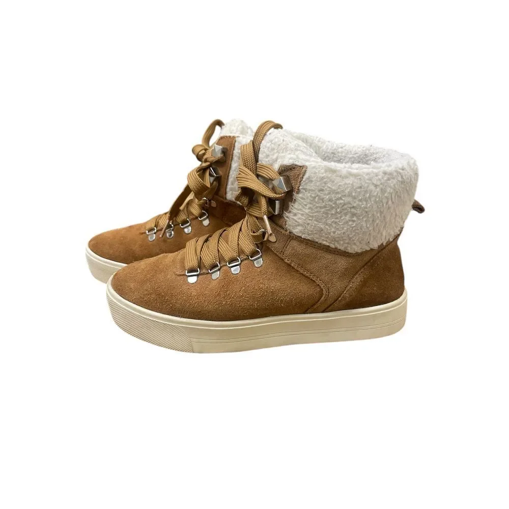 Marc Fisher Cozy Sherpa-Lined Suede‎ High-Top Sneakers Winter Hiking Style Boots